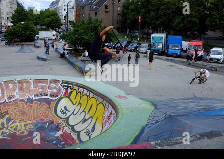 Skatepark in Place de la Chapelle.Brussels.Belgium Stock Photo