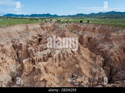 Cathedral Gorge Sinks Below the Nevada Plateau Stock Photo