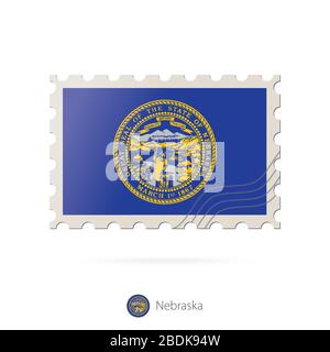 Nebraska US State Blank Vector - Postage Stamp With The Image Of Nebraska State Flag Nebraska Flag Postage On White Background With Shadow Vector Illustration 2bdk94w