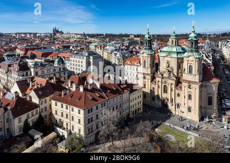 Old Town Square, historic district, view from tower of Old Town Hall, Prague, Czech Republic Stock Photo