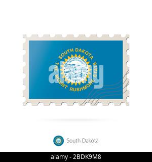 South Dakota stamp. Travel red rubber stamp with the map of US state ...