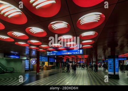 Interior of Praha Hlavní Nádraží, Prague's main railway station,  Prague, Czech Republic Stock Photo