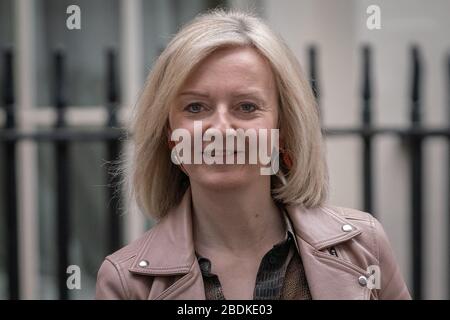 Liz Truss MP arrives at Downing Street on the day of the Budget, London, UK. Stock Photo