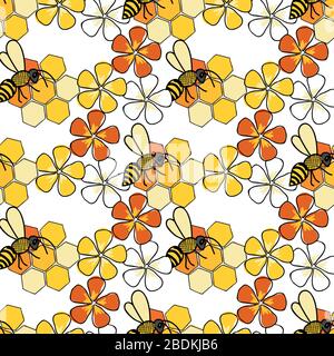Seamless pattern with orange bees vector illustration . For the ...