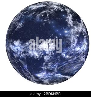 Fantastic space singularity planet with white atmosphere isolated on white background. Elements of this image were furnished by NASA. Stock Photo