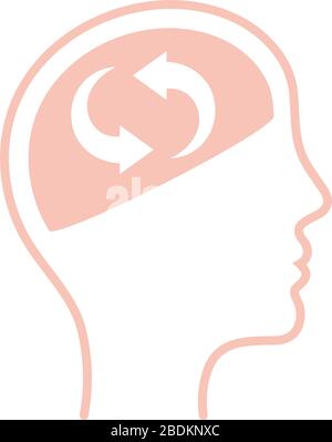 repeat arrows inside human head line style icon vector design Stock Vector