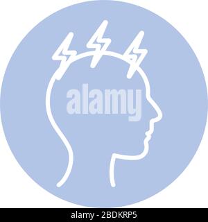 thunders over human head block style icon vector design Stock Vector