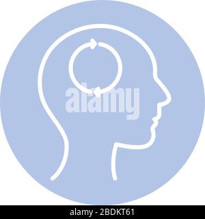 repeat arrows inside human head block style icon vector design Stock Vector