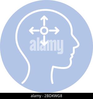 arrows inside human head block style icon vector design Stock Vector
