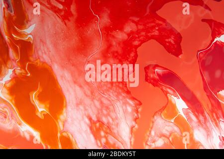 Acrylic abstract painting in red and white representing movement Stock Photo