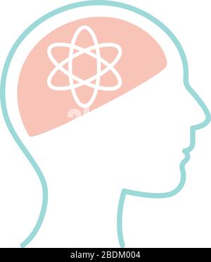 atom inside human head line style icon vector design Stock Vector