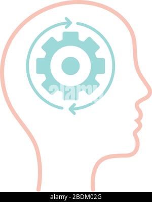 gear and repeat arrows inside human head line style icon vector design Stock Vector
