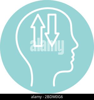 download and upload arrows inside human head block style icon vector design Stock Vector