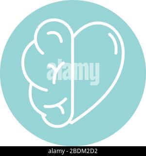 Human brain and heart block style icon vector design Stock Vector