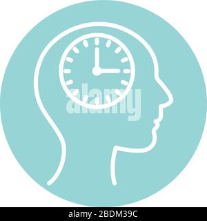 clock inside human head block style icon vector design Stock Vector