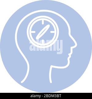 clock inside human head block style icon vector design Stock Vector