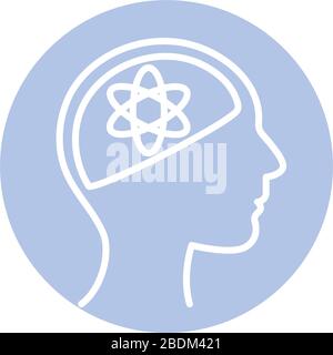 atom inside human head block style icon vector design Stock Vector