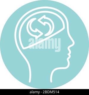 repeat arrows inside human head block style icon vector design Stock Vector
