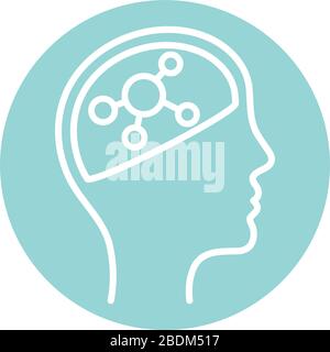 atom inside human head block style icon vector design Stock Vector