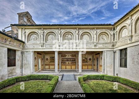 The Loggia inside the Secret Garden of the renaissance Palazzo Te in Mantua, Lombardy, Italy. Stock Photo