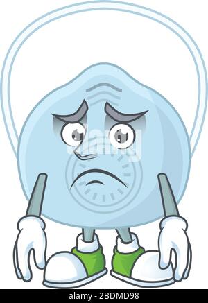 Cartoon picture of breathing mask with worried face Stock Vector