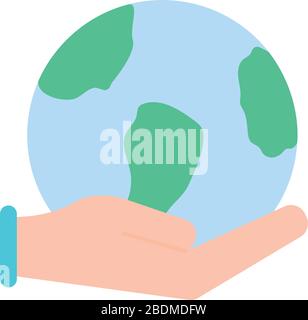 Hands with world flat style icon vector design Stock Vector