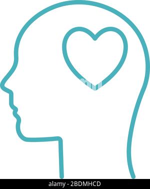 Heart inside head line style icon vector design Stock Vector