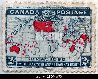 Canada postage stamp.1898 Xmas stamp showing British Empire