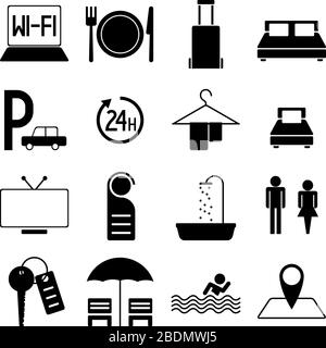 Set of pictograms - travel/ travelling/ holiday/ hotel/ motel Stock Vector