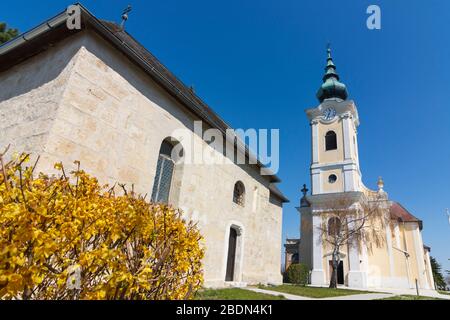 Zemendorf-Stöttera: church Kleinfrauenhaid, in Neusiedler See (Lake Neusiedl), Burgenland, Austria Stock Photo