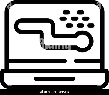 Laptop virus worm icon, outline style Stock Vector