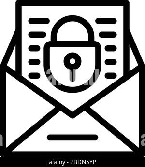 Protection email icon, outline style Stock Vector