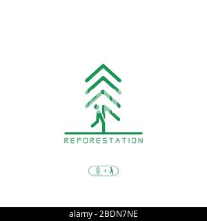 This logo depicts people who care about reforestation of degraded forests. This logo is good for companies or foundations engaged in forest Stock Vector