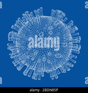Vector 3D Model HIV Virus Particle Drawing - Human Immunodeficiency ...