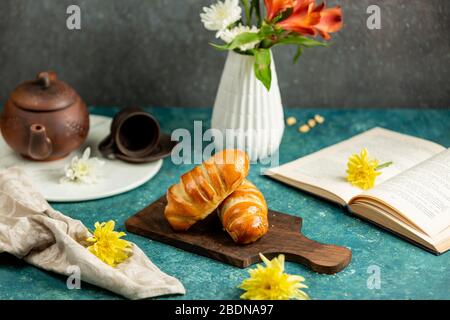 freshly baked buns in a loaf shape Stock Photo