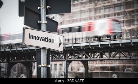 Street Sign the Direction Way to Innovation Stock Photo