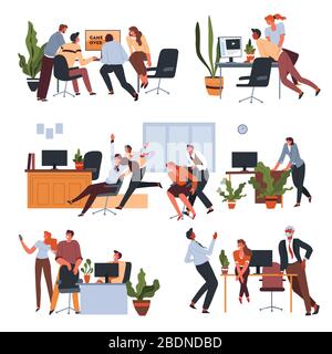 Workers having fun in office at breaks set Stock Vector