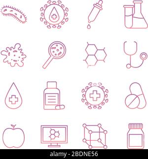 Science gradient style icon set vector design Stock Vector