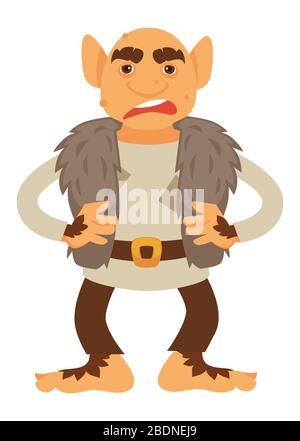 Angry troll character of scandinavian mythology or legends Stock Vector
