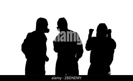 Silhouette Medical team in protection clothes stacking and risin Stock Photo