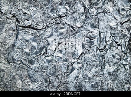 absract image of wrinkled aluminium foil packaging Stock Photo