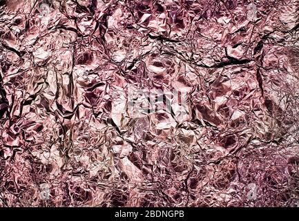 absract image of red wrinkled aluminium foil packaging Stock Photo