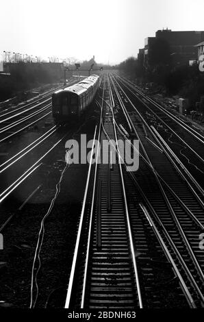 Railway tracks at Wimbledon, London, UK Stock Photo