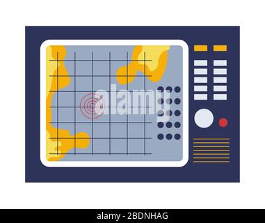 Device with screen and map, old retro gadget Stock Vector