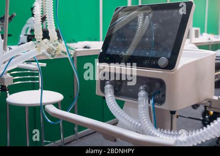 Artificial lung ventilation apparatus in hospital close-up. Medical equipment Stock Photo