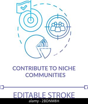 Contribution to niche communities, target marketing concept icon. Client search idea thin line illustration. Market analysis, strategy planning Stock Vector