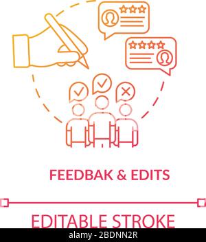 Feedback and correction concept icon. Client comments and edits idea thin line illustration. Required changes making, design process step. Vector Stock Vector