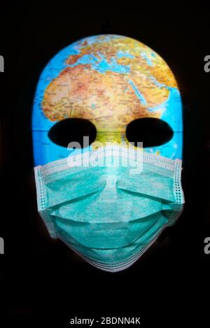 Masked Global Map medical mask and world map Stock Photo - Alamy