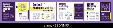 Content marketing research brochure template. SMM efficiency metrics. Flyer, booklet, leaflet print, cover design with linear icons. Vector layouts Stock Vector