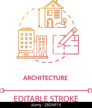 Architecture, building creation concept icon. Urban construction planning idea thin line illustration. Groundwork, architectural plan making. Vector Stock Vector